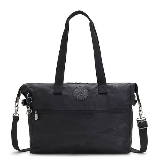 Kipling Ilia Tote Bag Laptop Bags Black Camo Embossed | CA 1301VR